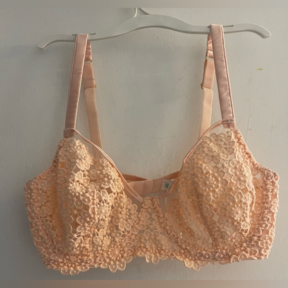 Mimi Holliday Lace-trimmed Silk-blend Balconette Bra Size 34D